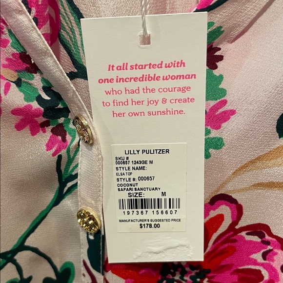 Lilly Pulitzer Coconut Safari Sanctuary Silk Blouse Top, NWT - Picture 3 of 12